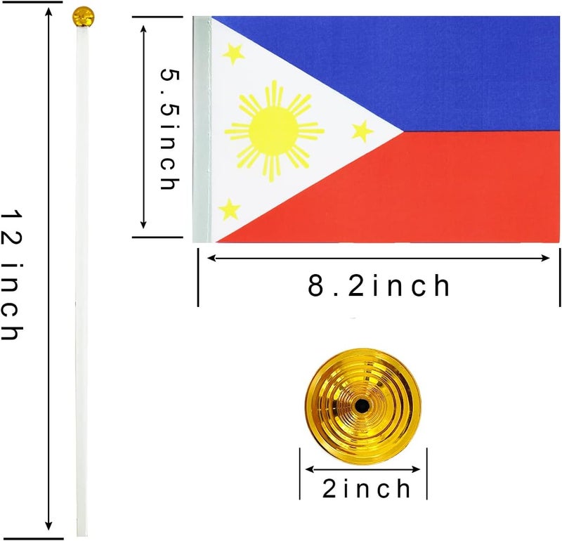 WXTWK 12 Pack Philippine Flag Filipino Desk Flag Small Mini Filipino Table Flags With Stand Base,Home Office Festival Events Celebration Decorations - Image 2